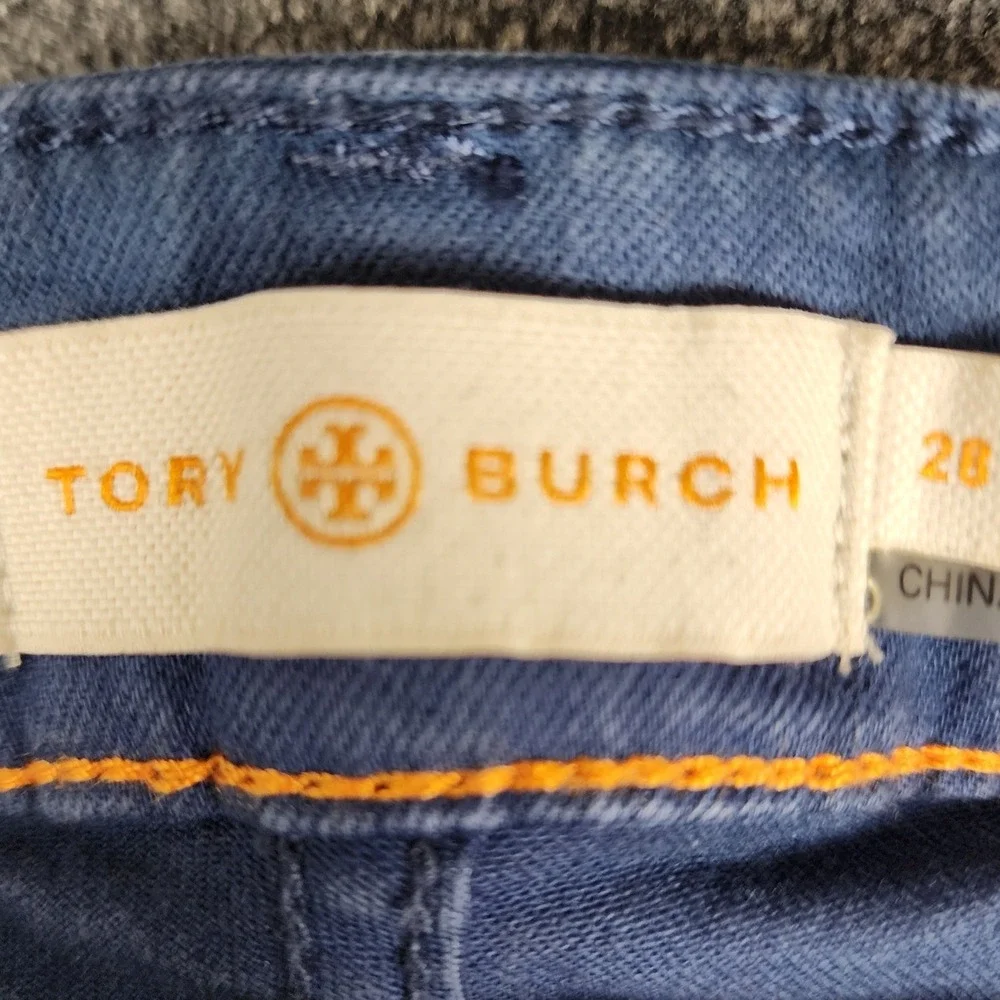 Tory Burch Straight Leg Jeans Blue Denim Womens Size 28 Style 20151209‎ Mid Rise